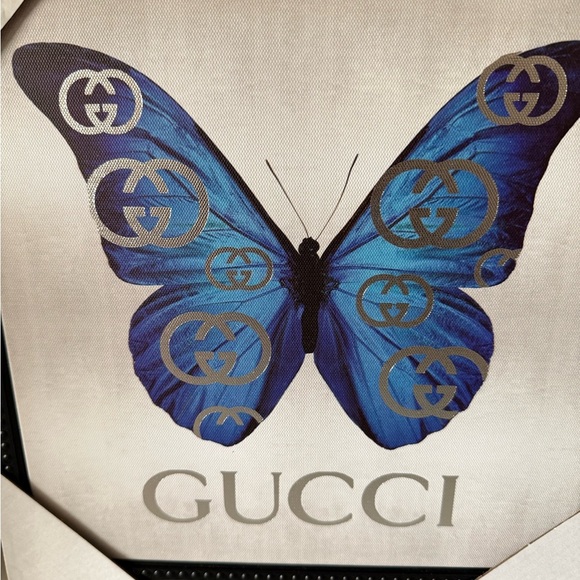 Canvas Blue Butterfly art wall decor|NWOT| 12”x12” with Frame - Picture 2 of 2